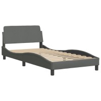 Vidaxl Bed Frame With Headboard Dark Gray 39.4X74.8 Twin Fabric