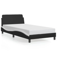 vidaXL Bed Frame with Headboard Black and White 39.4