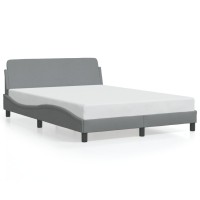 vidaXL Bed Frame with Headboard Light Gray 53.9