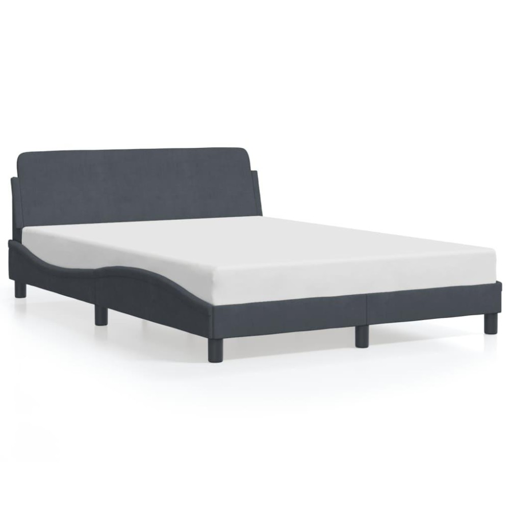 Vidaxl Bed Frame With Headboard Dark Gray 53.9X74.8 Full Velvet