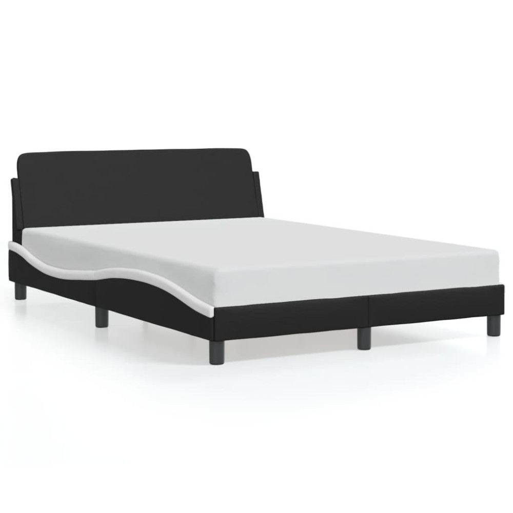 vidaXL Bed Frame with Headboard Black and White 53.9