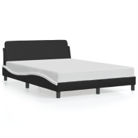 vidaXL Bed Frame with Headboard Black and White 53.9