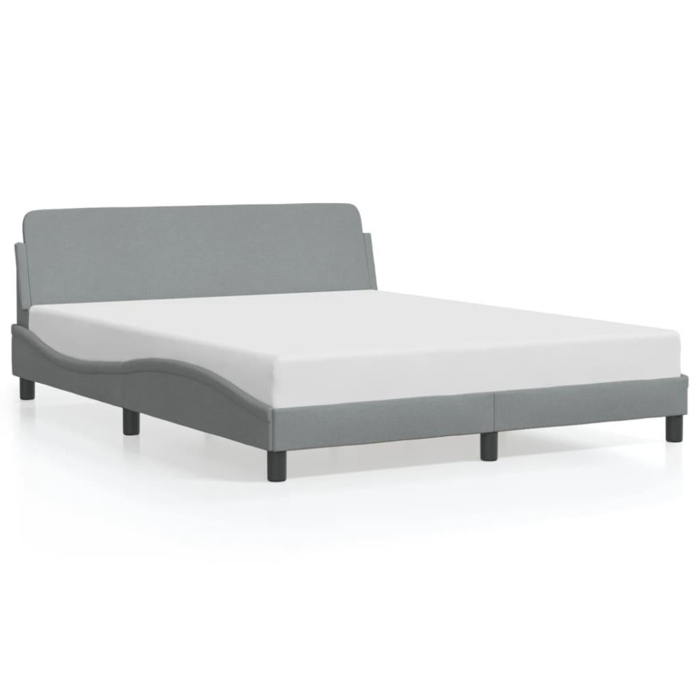 vidaXL Bed Frame with Headboard Light Gray 59.8