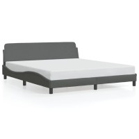 Vidaxl Bed Frame With Headboard Dark Gray 59.8X79.9 Queen Fabric