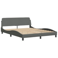 Vidaxl Bed Frame With Headboard Dark Gray 59.8X79.9 Queen Fabric