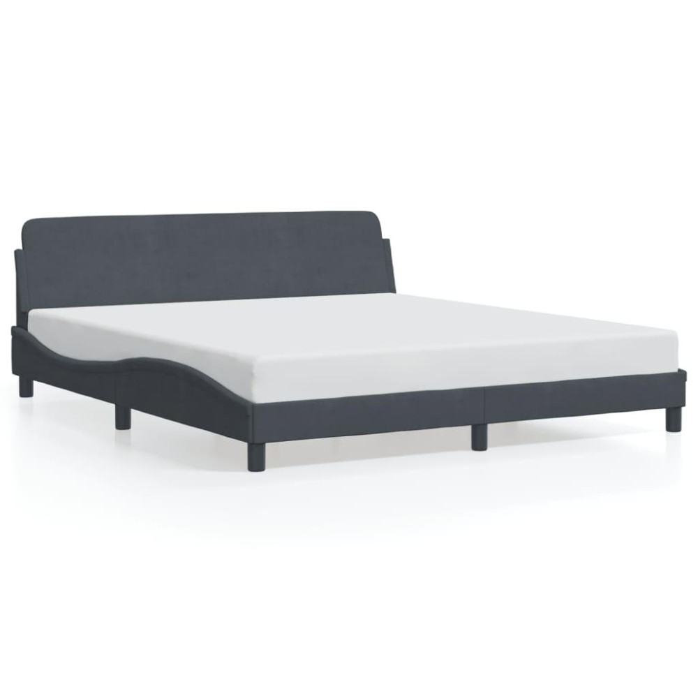 vidaXL Bed Frame with Headboard Dark Gray 72