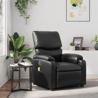 vidaXL Massage Recliner Chair Black Faux Leather