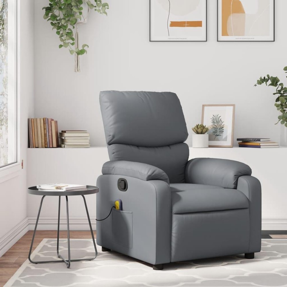 vidaXL Massage Recliner Chair Gray Faux Leather