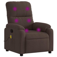 vidaXL Massage Recliner Chair Brown Microfiber Fabric