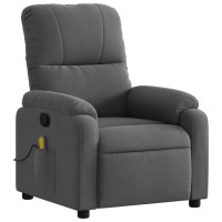 vidaXL Massage Recliner Chair Dark Gray Microfiber Fabric