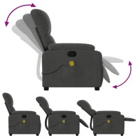 vidaXL Massage Recliner Chair Dark Gray Microfiber Fabric