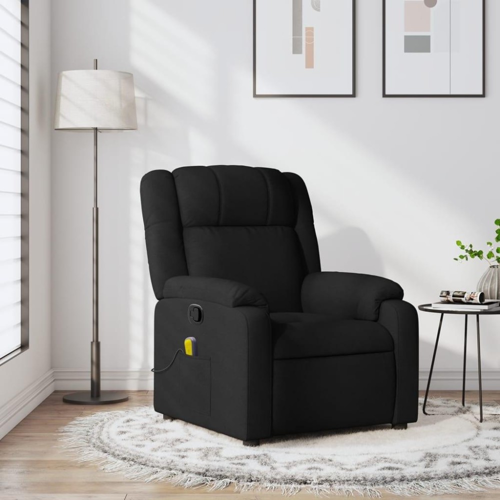 vidaXL Massage Recliner Chair Black Fabric