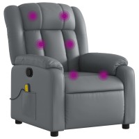 Vidaxl Massage Recliner Chair Gray Faux Leather