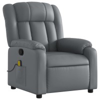Vidaxl Massage Recliner Chair Gray Faux Leather
