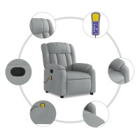 vidaXL Massage Recliner Chair Light Gray Fabric