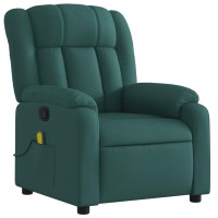 vidaXL Massage Recliner Chair Dark Green Fabric