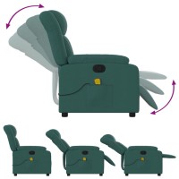 vidaXL Massage Recliner Chair Dark Green Fabric