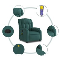 vidaXL Massage Recliner Chair Dark Green Fabric