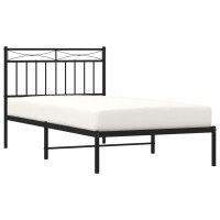 vidaXL Metal Bed Frame with Headboard Black 39.4