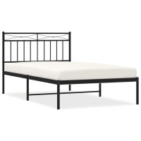 vidaXL Metal Bed Frame with Headboard Black 39.4