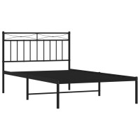 vidaXL Metal Bed Frame with Headboard Black 39.4