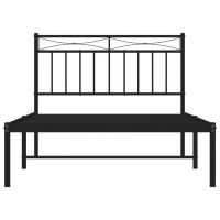 vidaXL Metal Bed Frame with Headboard Black 39.4