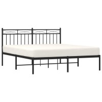 vidaXL Metal Bed Frame with Headboard Black 59.1