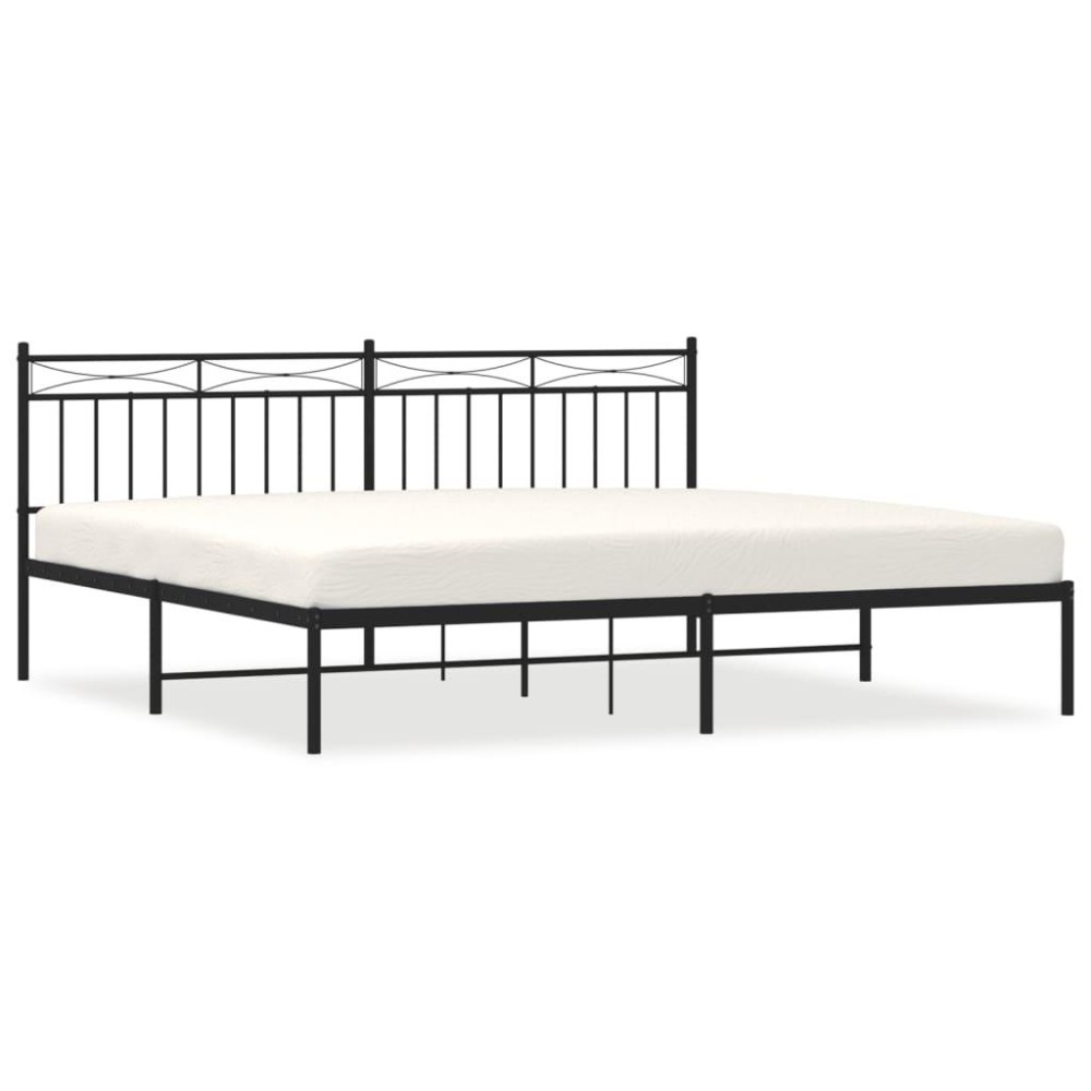 vidaXL Metal Bed Frame with Headboard Black 76