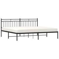 vidaXL Metal Bed Frame with Headboard Black 76