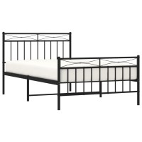 Vidaxl Metal Bed Frame With Headboard And Footboardblack 39.4