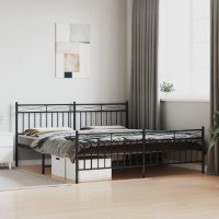 vidaXL Metal Bed Frame with Headboard&Footboard聽Black 72