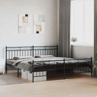 vidaXL Metal Bed Frame with Headboard and Footboard聽Black 76