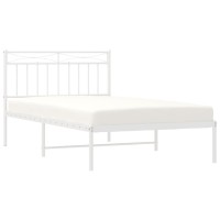 vidaXL Metal Bed Frame with Headboard White 39.4