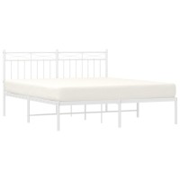 vidaXL Metal Bed Frame with Headboard White 59.1