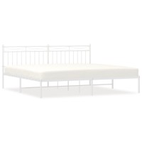 vidaXL Metal Bed Frame with Headboard White 76