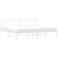 vidaXL Metal Bed Frame with Headboard White 76