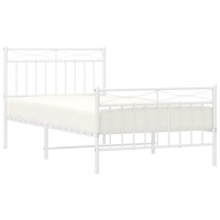 vidaXL Metal Bed Frame with Headboard and Footboard聽White 39.4