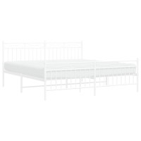 vidaXL Metal Bed Frame with Headboard&Footboard聽White 72