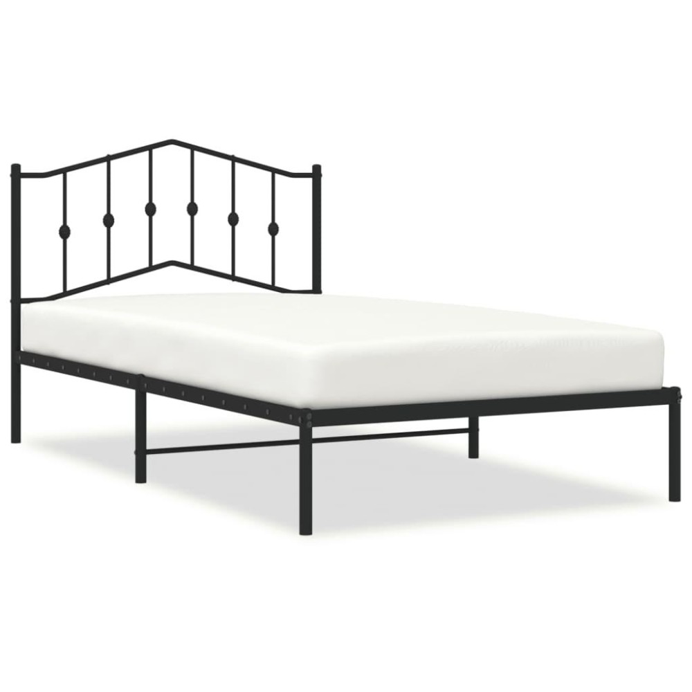 vidaXL Metal Bed Frame with Headboard Black 39.4