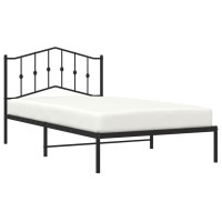 vidaXL Metal Bed Frame with Headboard Black 39.4