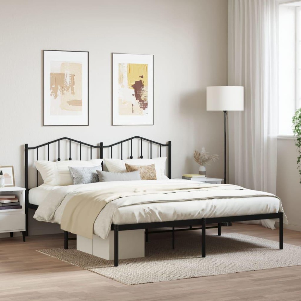 vidaXL Metal Bed Frame with Headboard Black 72