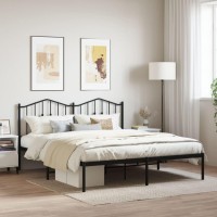 vidaXL Metal Bed Frame with Headboard Black 72