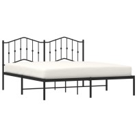 vidaXL Metal Bed Frame with Headboard Black 72