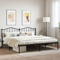 vidaXL Metal Bed Frame with Headboard Black 76