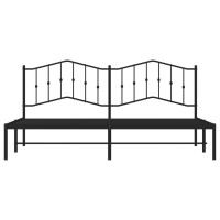 vidaXL Metal Bed Frame with Headboard Black 76