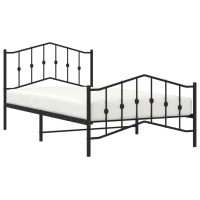 vidaXL Metal Bed Frame with Headboard and Footboard聽Black 39.4