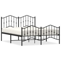 vidaXL Metal Bed Frame with Headboard and Footboard聽Black 59.1