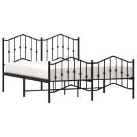 vidaXL Metal Bed Frame with Headboard and Footboard聽Black 59.1