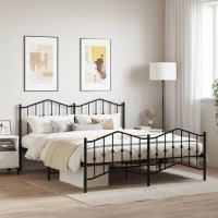 vidaXL Metal Bed Frame with Headboard&Footboard聽Black 72