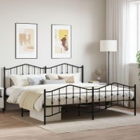 vidaXL Metal Bed Frame with Headboard and Footboard聽Black 76